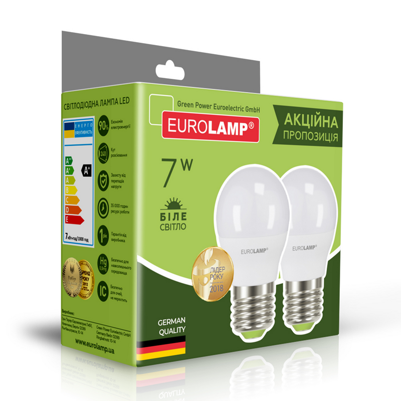 Лампа світлодіодна Eurolamp (4260484999665) 7Вт, E27, 4000K